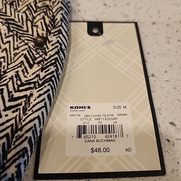 NWT Dana Buchman Mid Rise Ankle Pull On Pants M Black White 27 Inseam - Picture 2 of 6